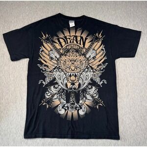 Dean Guitars Graphic Tee Medium Black Shirt Rock Metal Guitar Streetwear‎